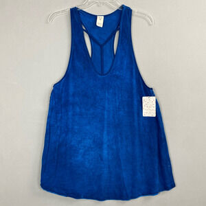 We The Free Amelia Tank Blue Size M Raw Edge Racer Back